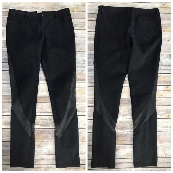 HAUTE HIPPIE BLACK SKINNY JEANS W/ LEATHER PANEL - Picture 2 of 8
